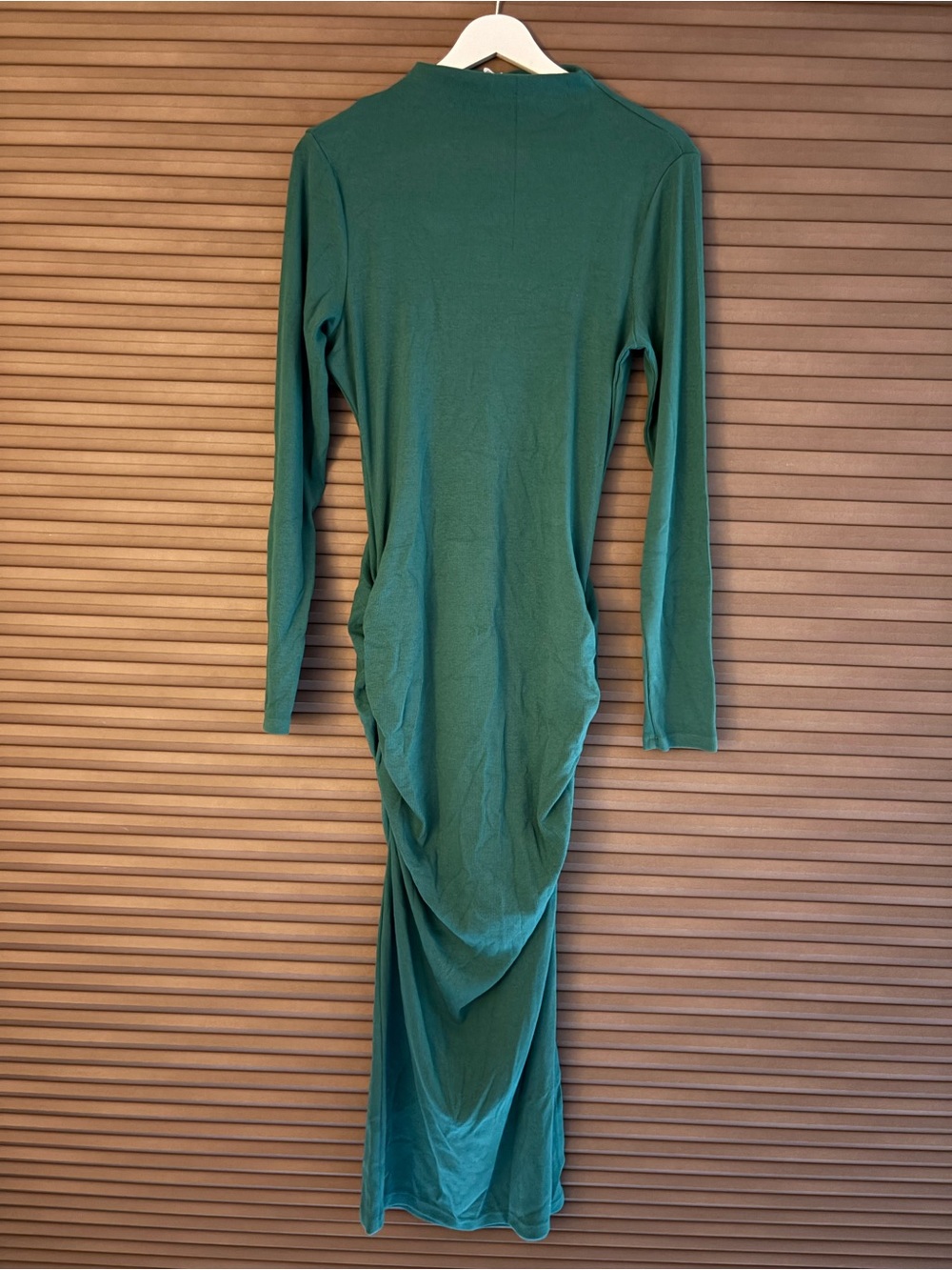 Sundry Emerald Long Sleeve Ruched Maxi Dress